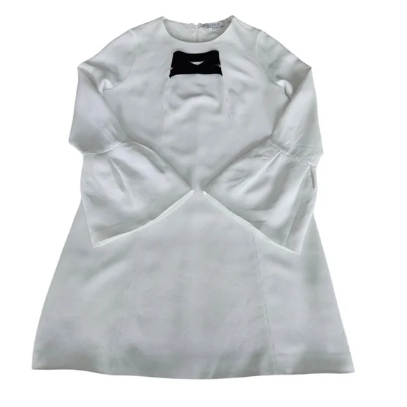 Alexis Josephine Of White Bell Sleeve Dress with Black Velvet Stripe - Picture 6 of 9